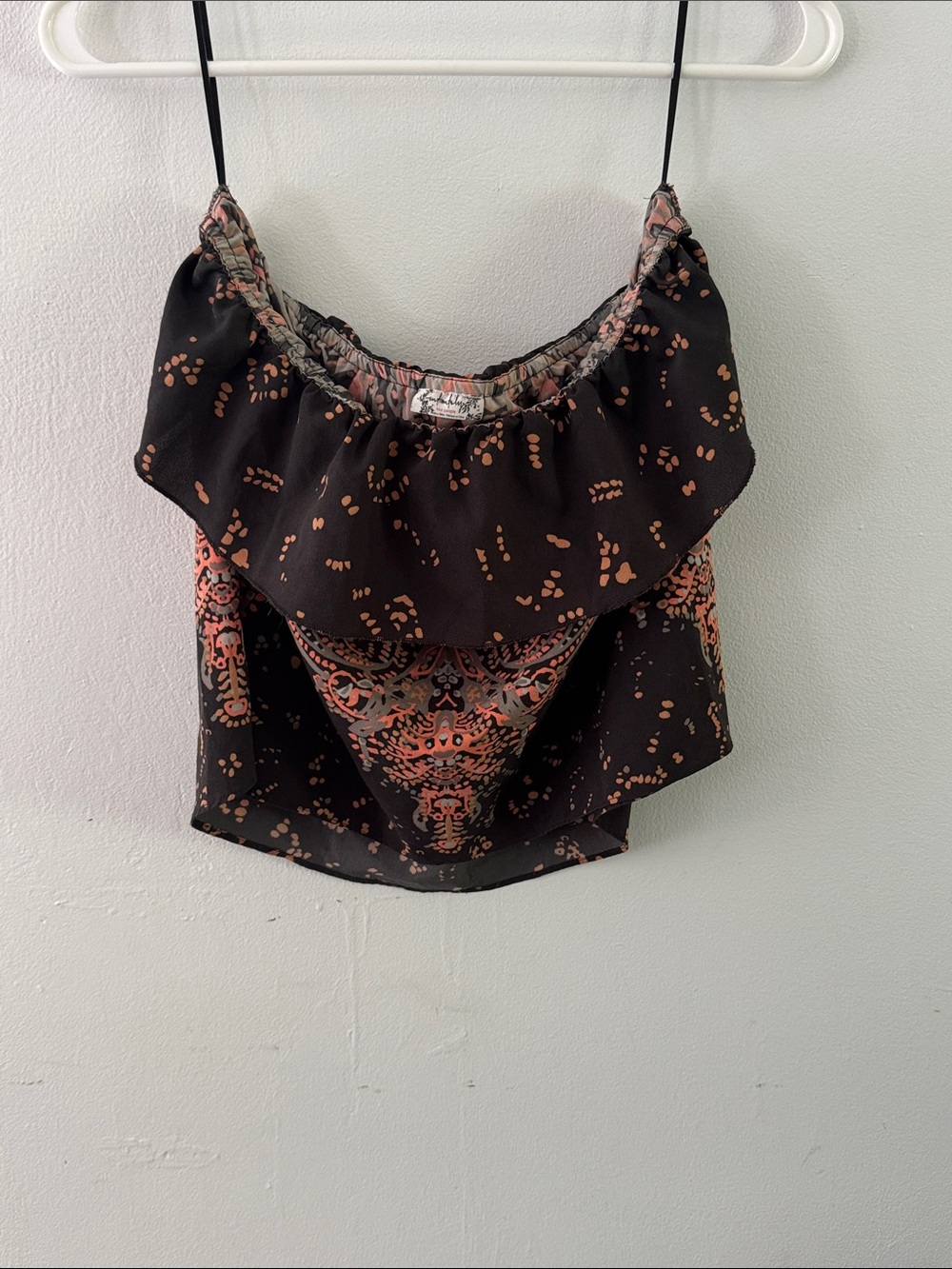 Free People Paisley Print Ruffle Strapless Top Sz S